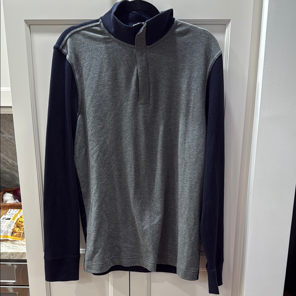 Banana republic quarter zip Gray and Navy Long Sleeve Pullover waffle/cotton